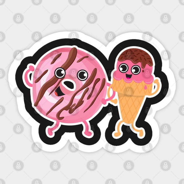 Strawberry Donut + Ice Cream Sticker by Plushism